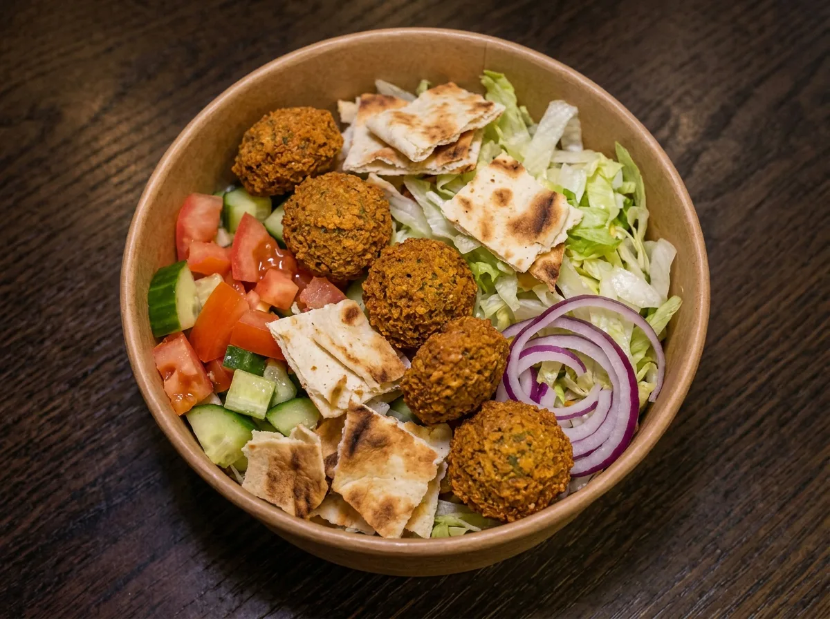 Falafel mit Yufka und Salat