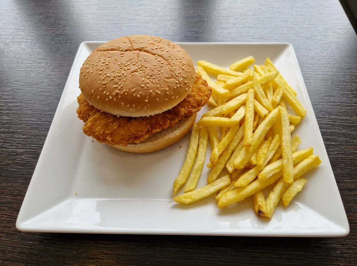 Chicken Burger mit Pommes Frites