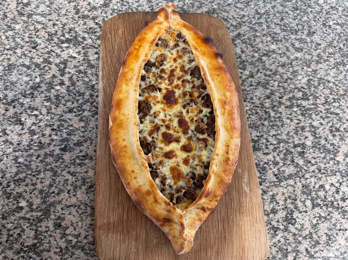 Pide mit Hackfleisch  käse