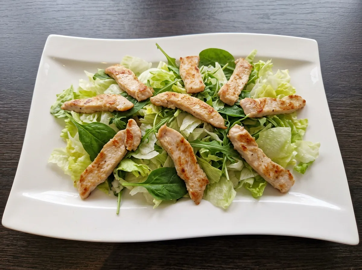 Fitness Salat mit gemischtem Salat und Putenschnitzel