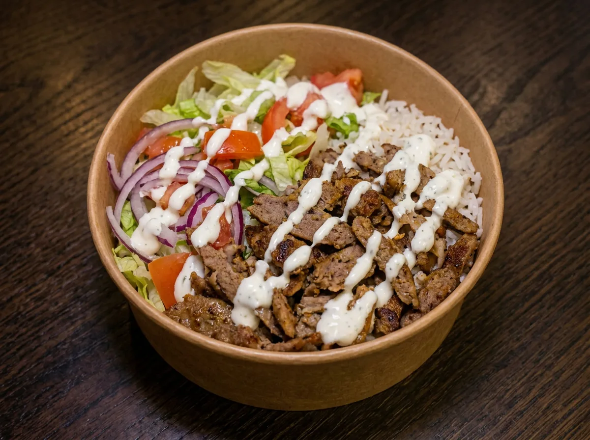 Dönerteller mit Salat und Reis  Sauce