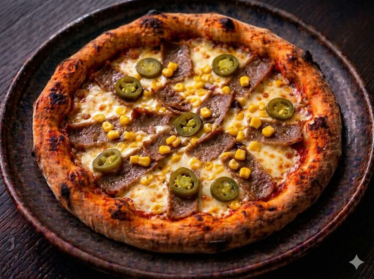 Pizza Dönerfleisch, Mais, Jalapenos