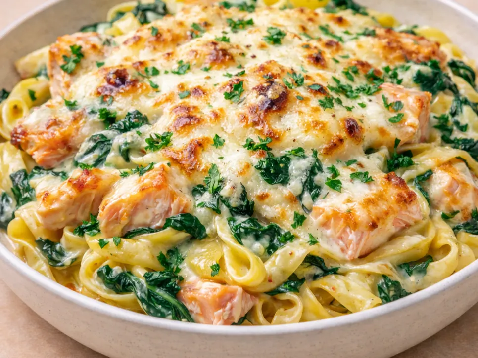 Lachs-Spinat Nudeln